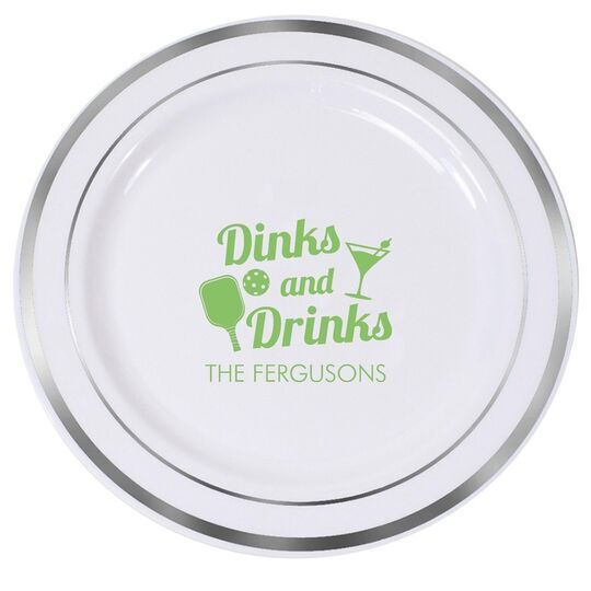 Fun Dinks and Drinks Premium Banded Plastic Plates